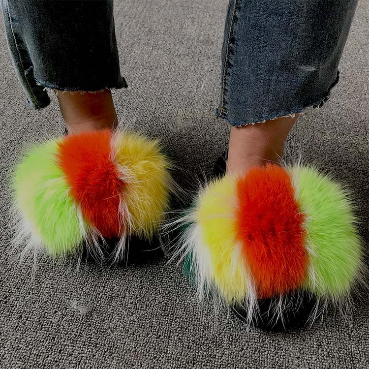 Wholesale fox fur slippers women's outdoor slippers home fur fur slippers